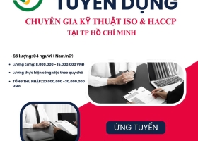 VINAQUALITY TUYỂN DỤNG CHUYÊN GIA KỸ THUẬT ISO & HACCP